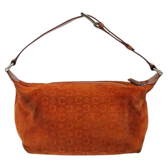 CELINE C Macadam Canvas Hand Bag Suede Orange Silver - Picture 3 of 12